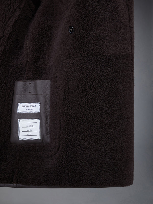Dyed Shearling Oversized Collar Pea Coat - image 6