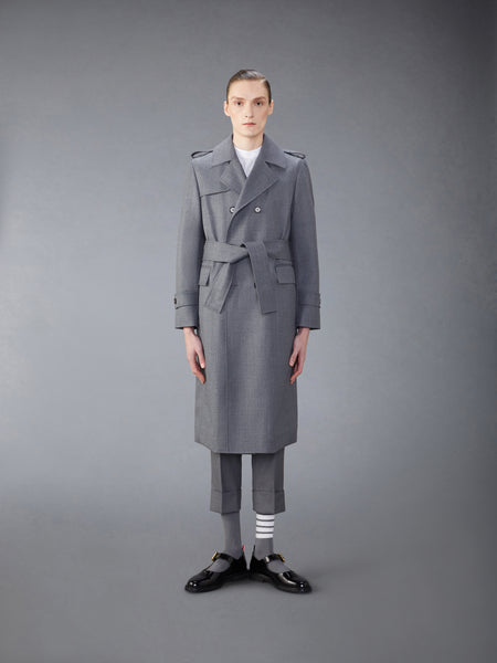 WOOL TWILL UNCONSTRUCTED TRENCH COAT MED GREY