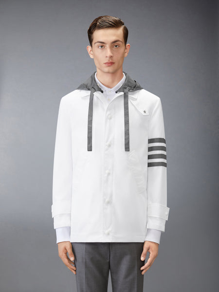 RIPSTOP 4-BAR UNCONSTRUCTED RELAXED OVERCOAT WHITE