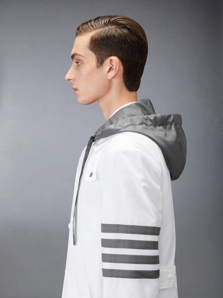 RIPSTOP 4-BAR UNCONSTRUCTED RELAXED OVERCOAT WHITE