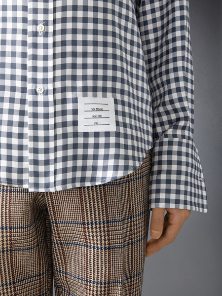 SILK TWILL GINGHAM SHIRT NAVY