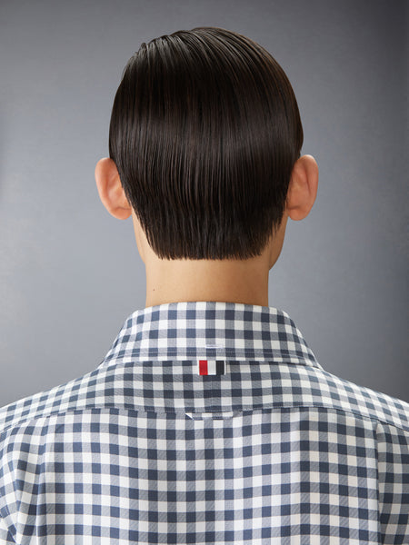 SILK TWILL GINGHAM SHIRT NAVY