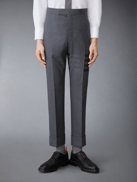 PLAIN WEAVE  4-BAR BACKSTRAP TROUSER DARK GREY