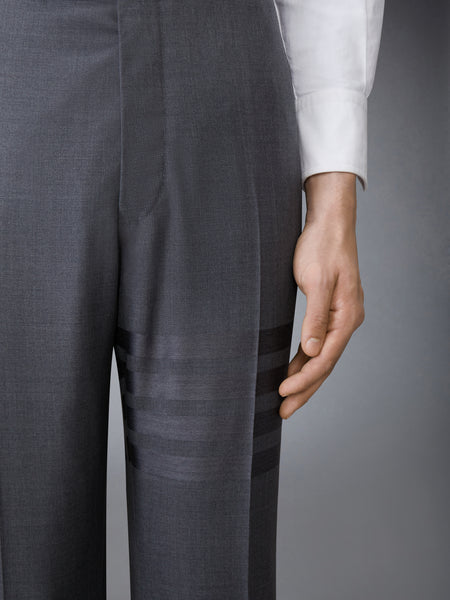 PLAIN WEAVE  4-BAR BACKSTRAP TROUSER DARK GREY