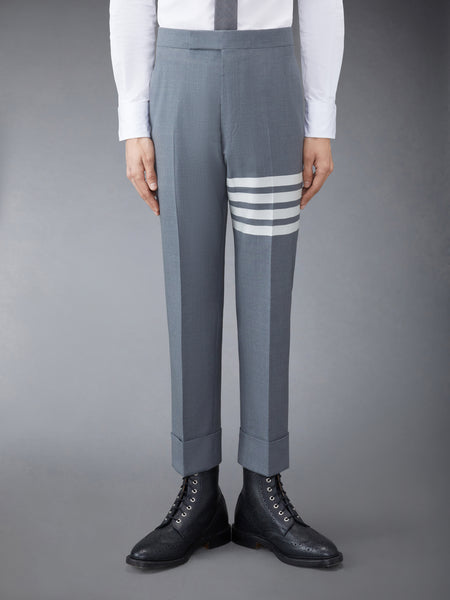 PLAIN WEAVE  4-BAR BACKSTRAP TROUSER MED GREY