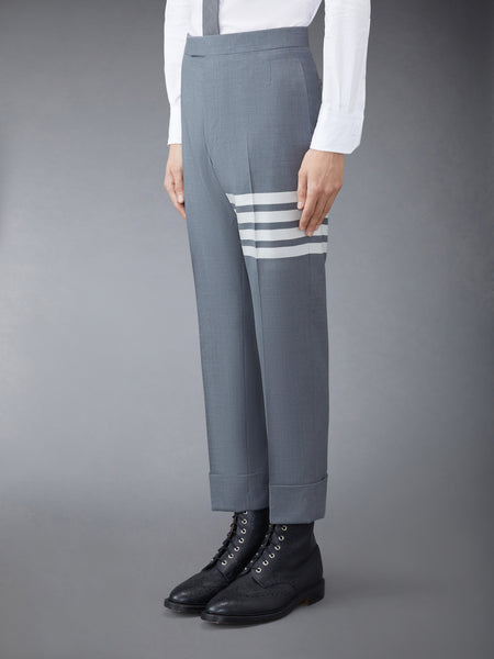 PLAIN WEAVE  4-BAR BACKSTRAP TROUSER MED GREY