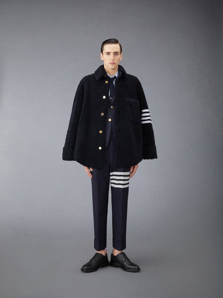 PLAIN WEAVE  4-BAR BACKSTRAP TROUSER NAVY