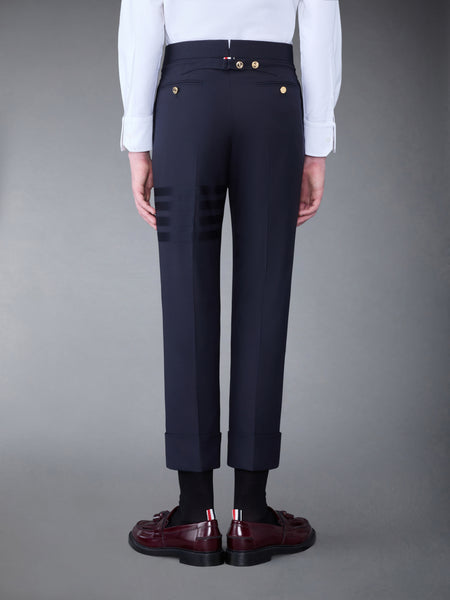 PLAIN WEAVE  4-BAR BACKSTRAP TROUSER DARK BLUE