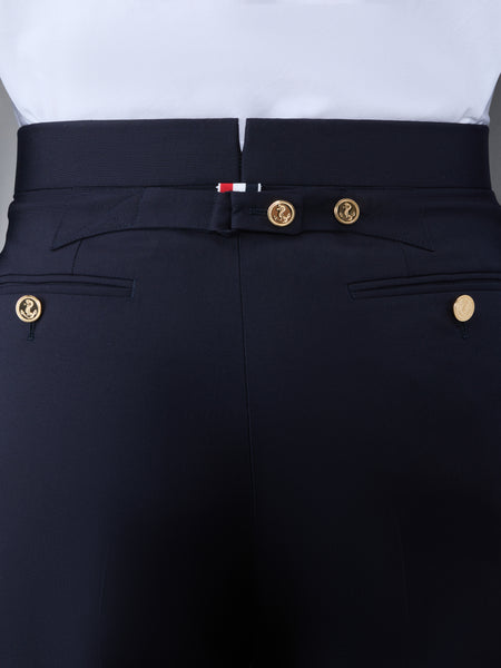 PLAIN WEAVE  4-BAR BACKSTRAP TROUSER DARK BLUE