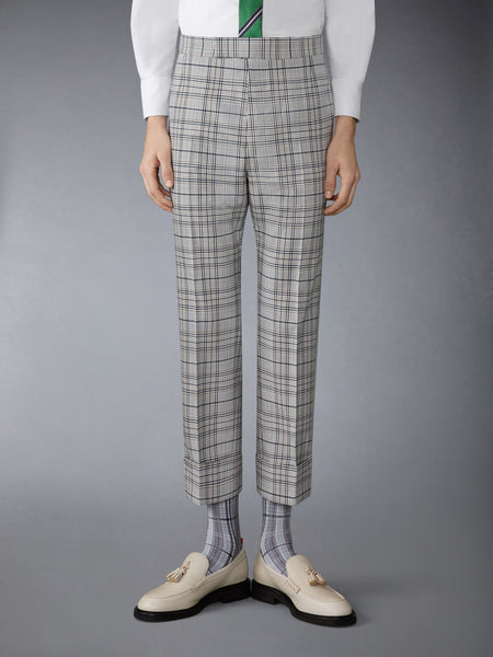 PLAID CHECK COOL WOOL BACKSTRAP TROUSER SEASONAL MULTI