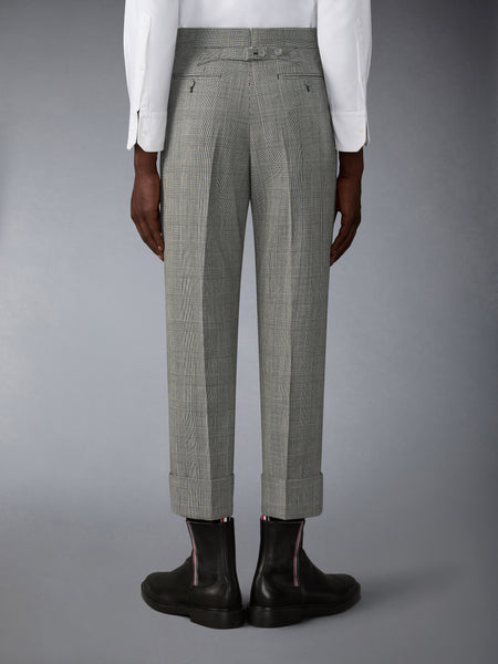 PRINCE OF WALES FRESCO WOOL BACKSTRAP TROUSER BLK/WHT