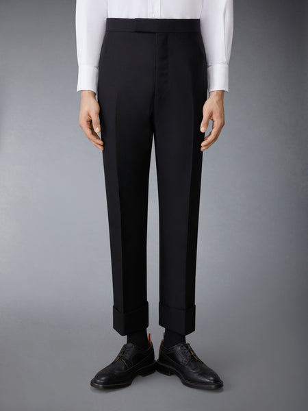 WOOL MOHAIR BACKSTRAP TROUSER BLACK