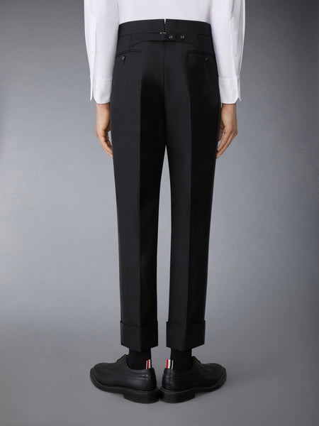 WOOL MOHAIR BACKSTRAP TROUSER BLACK