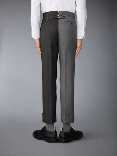 FUNMIX CONTRAST TOPSTITCH BACKSTRAP TROUSER MED GREY