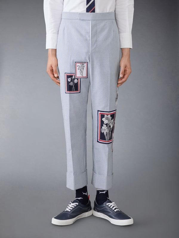 SEERSUCKER FRAMED FLORAL BACKSTRAP TROUSER - image 1