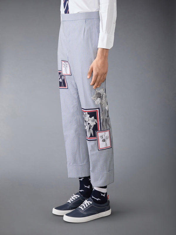 SEERSUCKER FRAMED FLORAL BACKSTRAP TROUSER - image 2