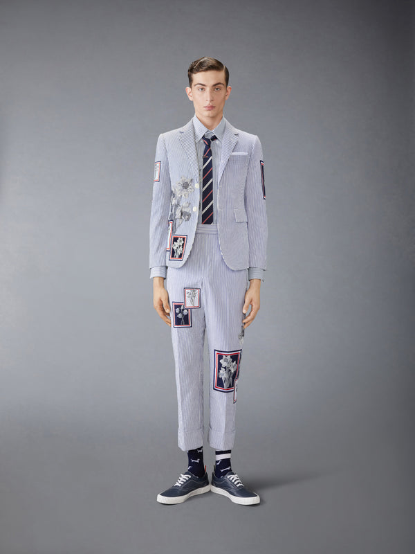 SEERSUCKER FRAMED FLORAL BACKSTRAP TROUSER - image 4
