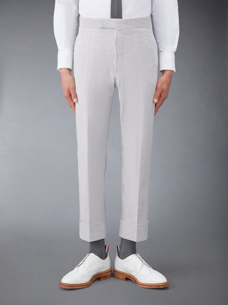 CLASSIC SEERSUCKER BACKSTRAP TROUSERS MED GREY