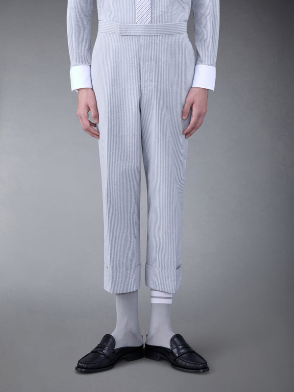 SEERSUCKER LOW RISE BACKSTRAP TROUSER - featured image