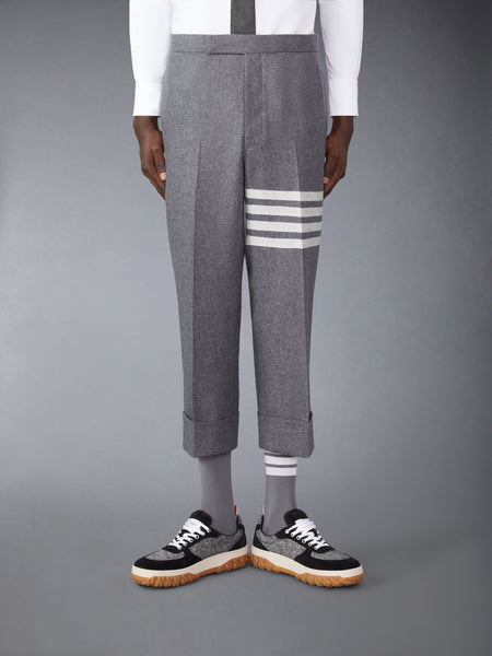 FLANNEL 4-BAR LOW RISE BACKSTRAP TROUSERS MED GREY