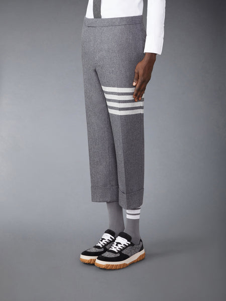 FLANNEL 4-BAR LOW RISE BACKSTRAP TROUSERS MED GREY