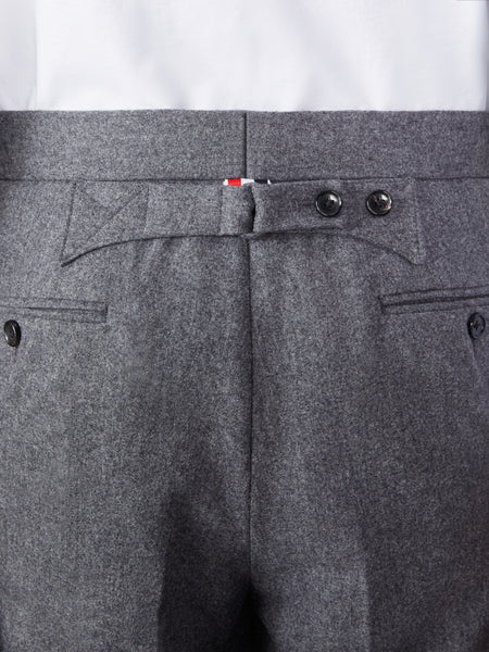 FLANNEL 4-BAR LOW RISE BACKSTRAP TROUSERS MED GREY