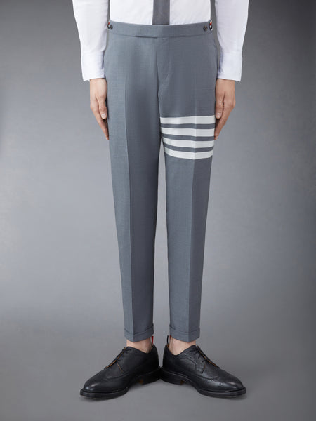 PLAIN WEAVE 4-BAR LOW RISE TROUSERS MED GREY