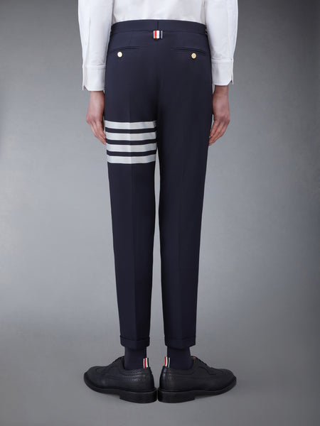 PLAIN WEAVE 4-BAR LOW RISE TROUSERS NAVY