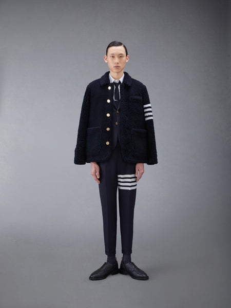 PLAIN WEAVE 4-BAR LOW RISE TROUSERS NAVY