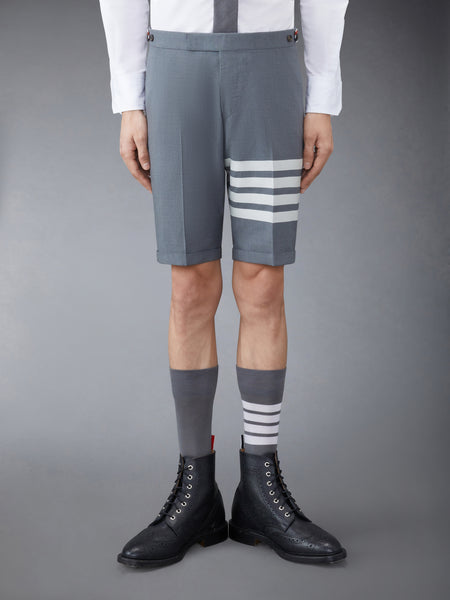 PLAIN WEAVE 4-BAR LOW RISE SHORTS MED GREY