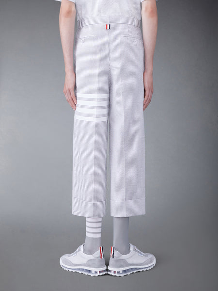 FUNMIX 4-BAR SEERSUCKER LOW RISE TROUSERS MED GREY