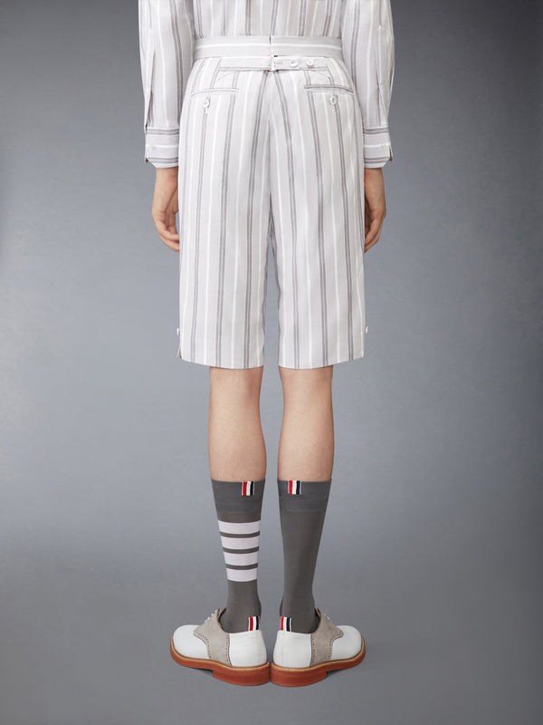 MADRAS COTTON REPP STRIPE BACKSTRAP SHORTS - image 2