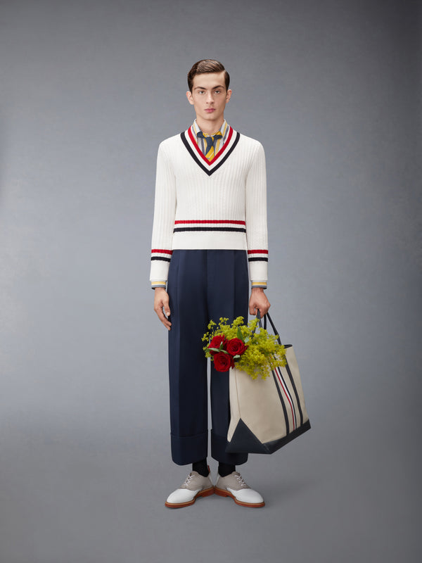 COTTON GABARDINE DOUBLE PLEAT TROUSER - image 3