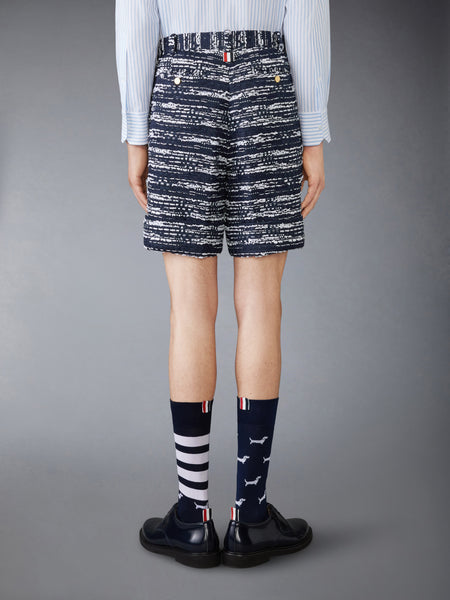 MELANGE TULLE YARN TWEED BELTLOOP SHORTS NAVY