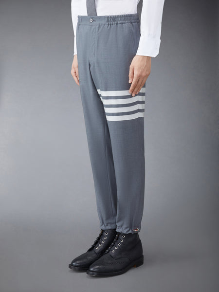 PLAIN WEAVE 4-BAR TRACK TROUSER MED GREY
