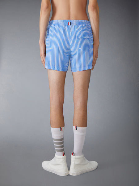 PINSTRIPE PRINTED TECH SWIM SHORTS MEDIUM BLUE
