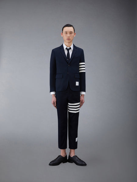 COTTON TWILL 4-BAR UNCONSTRUCTED CHINO TROUSERS NAVY