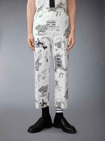 CANVAS HECTOR TOILE UTILITY CHINO TROUSER BLK/WHT