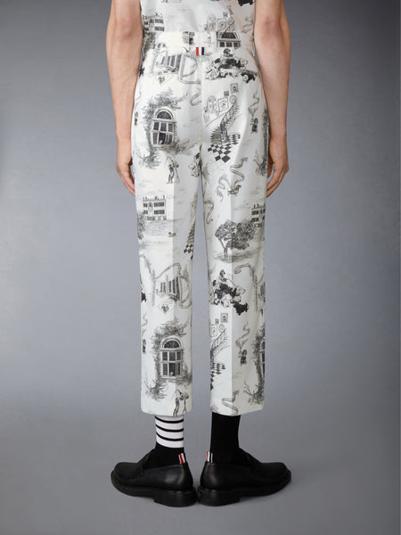 CANVAS HECTOR TOILE UTILITY CHINO TROUSER BLK/WHT