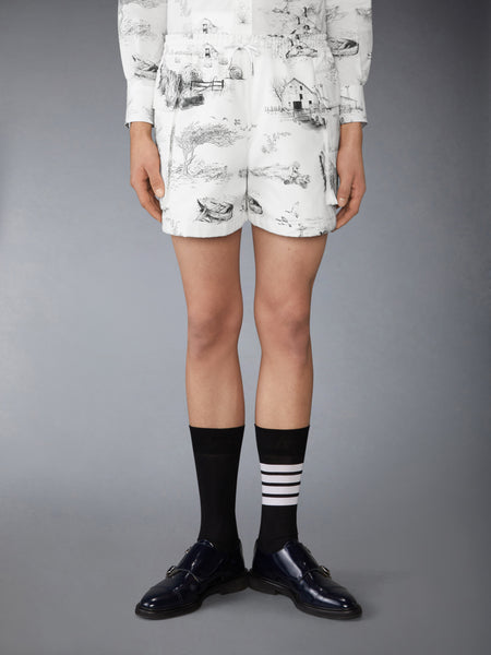 SCENIC TOILE COTTON CANVAS CARGO RUGBY SHORTS BLACK/WHITE