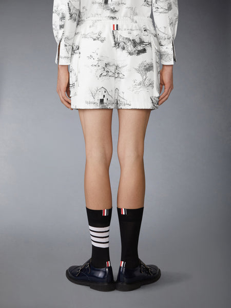 SCENIC TOILE COTTON CANVAS CARGO RUGBY SHORTS BLACK/WHITE