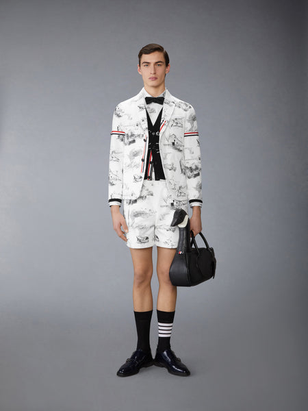 SCENIC TOILE COTTON CANVAS CARGO RUGBY SHORTS BLACK/WHITE