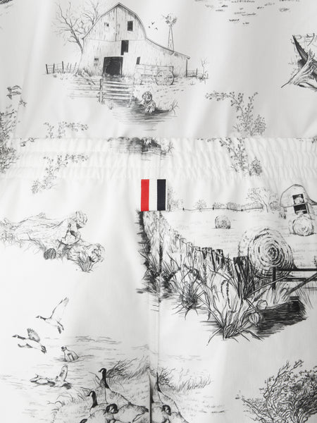 SCENIC TOILE COTTON CANVAS CARGO RUGBY SHORTS BLACK/WHITE
