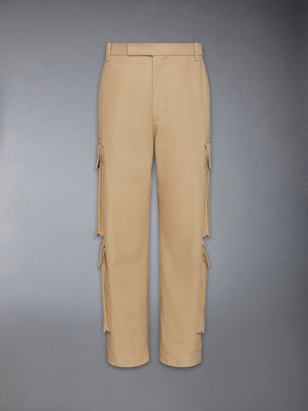 WASHED COTTON UTILITY CHINO CARGO TROUSER CAMEL