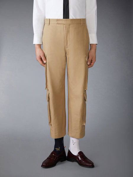 WASHED COTTON UTILITY CHINO CARGO TROUSER CAMEL