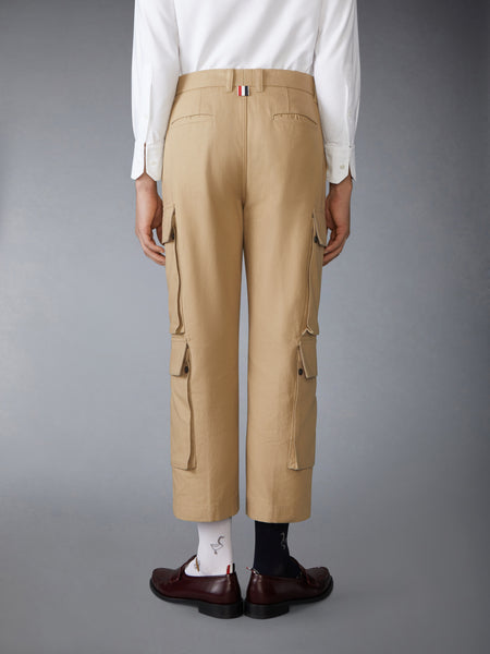 WASHED COTTON UTILITY CHINO CARGO TROUSER CAMEL