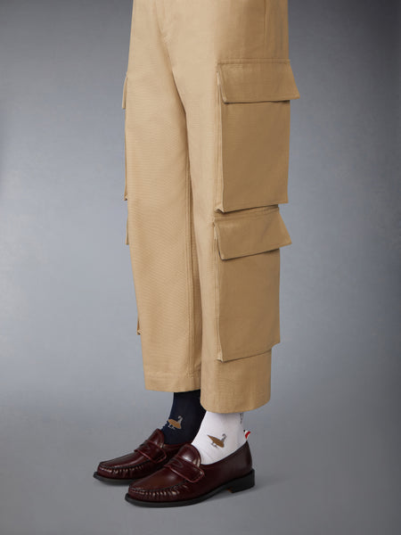 WASHED COTTON UTILITY CHINO CARGO TROUSER CAMEL