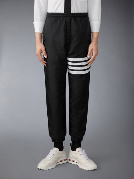 SHINY RIPSTOP 4-BAR TRACK PANTS BLACK