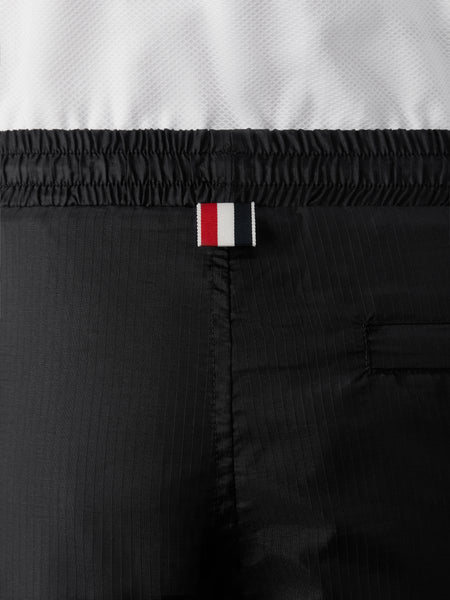 SHINY RIPSTOP 4-BAR TRACK PANTS BLACK
