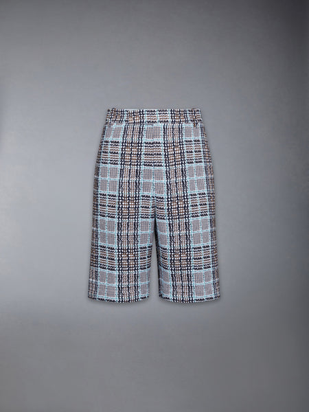 PLAID CHECK SUMMER TWEED UTILITY CHINO SHORTS LIGHT BLUE